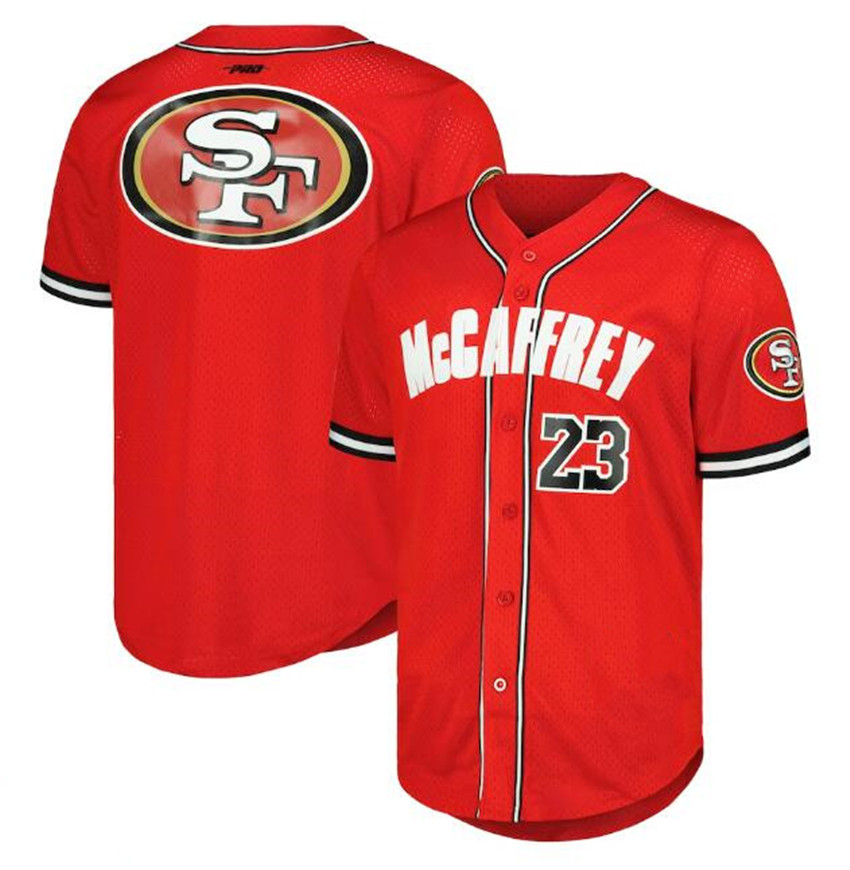 Men's San Francisco 49ers ACTIVE PLAYER Custom Mesh Button-Up Stitched Baseball Jersey